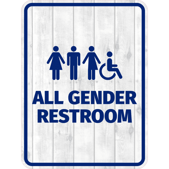 Portrait Round Plus All Gender Restroom Wall or Door Sign Easy Installation | Business & Public Bathroom Signs -Small