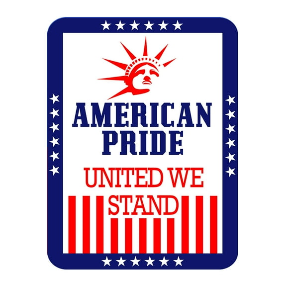 Portrait Round Plus American Pride: United We Stand Door or Wall Sign | Easy Installation | Patriotic Stars and Stripes USA Pride Sign - Large