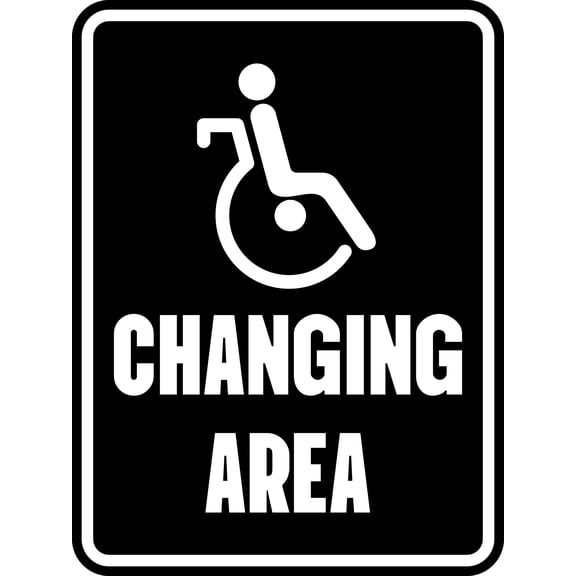 Portrait Round Plus Changing Area Wall or Door Sign | Handicapped Public Signage - Medium