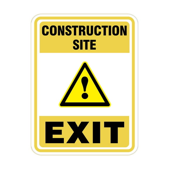 Portrait Round Plus Construction Site Exit Wall or Door Sign | Health And Safety Signage - Large
