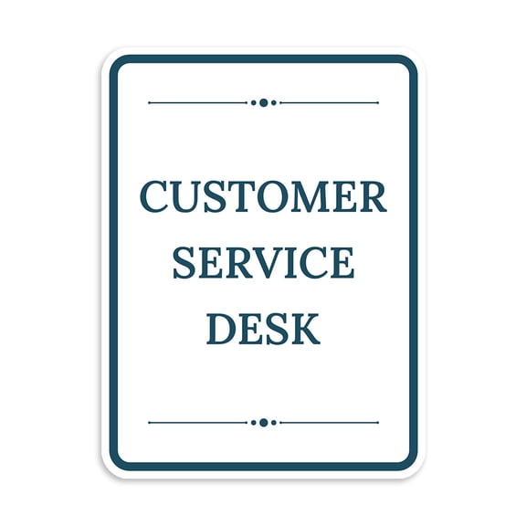 Portrait Round Plus Customer Service Desk Wall or Door Sign | Public Shop/Cafe Decor - Large