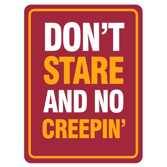 Portrait Round Plus Don’t Stare And No Creepin’ Wall or Door Sign | Gym Etiquette Signage -Small
