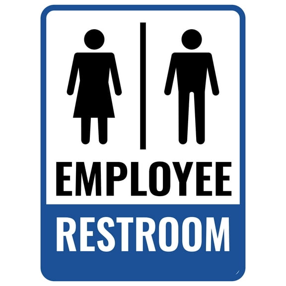 Portrait Round Plus Employee Restroom Wall or Door Sign | Office & Workspace Bathroom Signage - Large