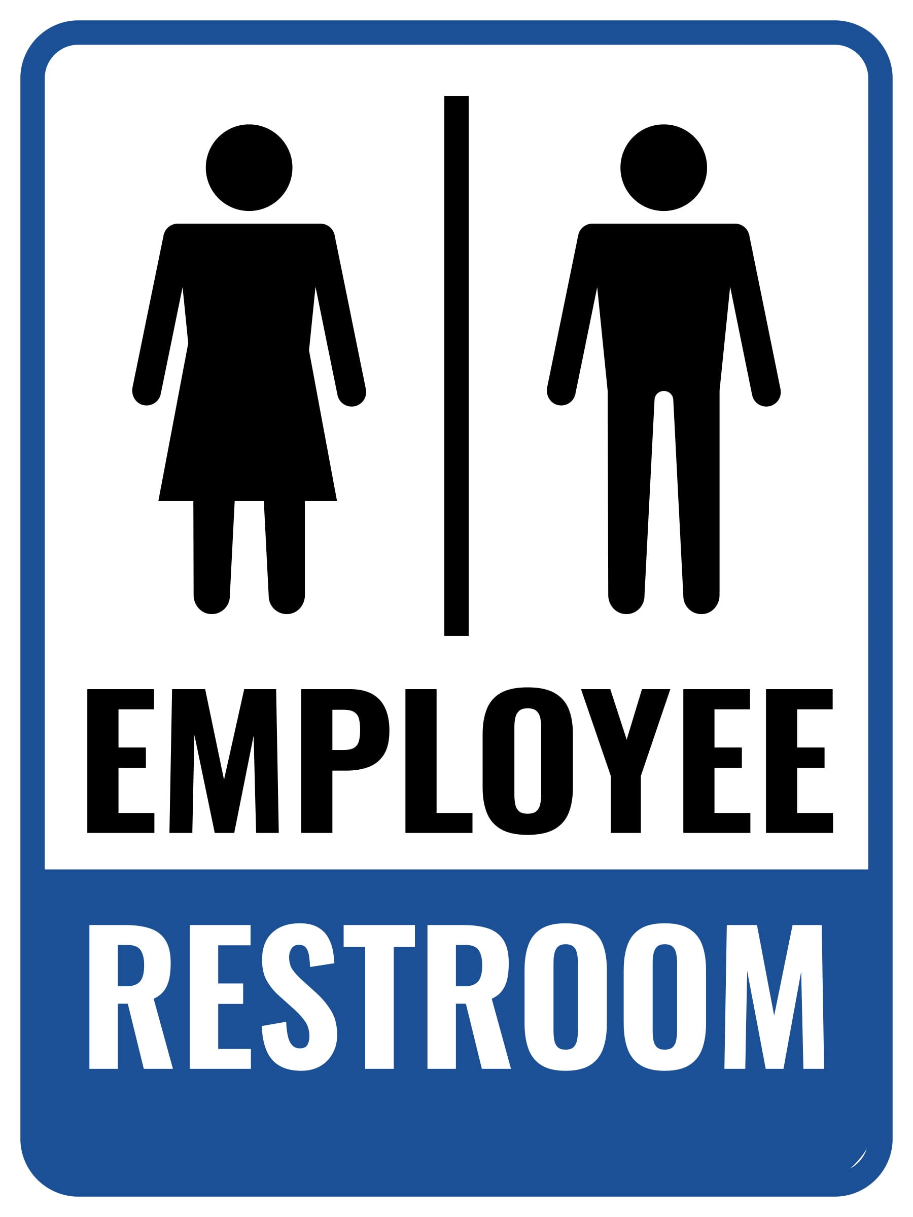 Portrait Round Plus Employee Restroom Wall or Door Sign Office & Workspace Bathroom Signage