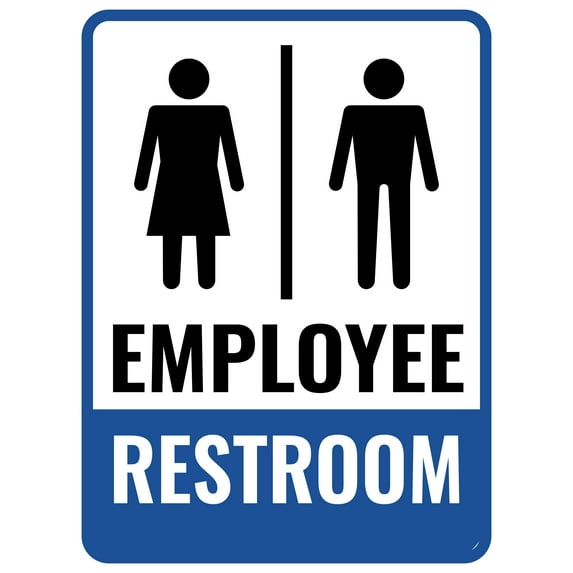 Portrait Round Plus Employee Restroom Wall or Door Sign | Office & Workspace Bathroom Signage -Small