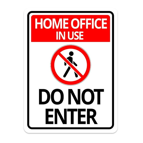 Portrait Round Plus Home Office In Use Do Not Enter Wall or Door Sign | Work Warning Signage - Large