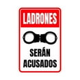 thumbnail image 1 of Portrait Round Plus Ladrones Serán Acusados Wall or Door Sign | Spanish Shoplifting Retailer Signage - Small, 1 of 6