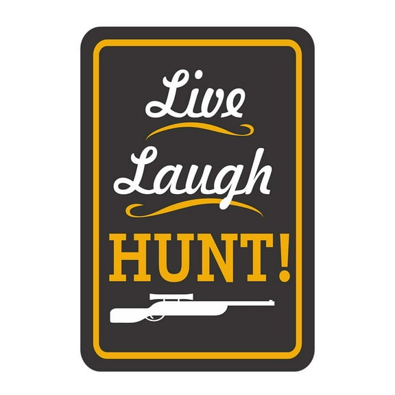 Portrait Round Plus Live, Laugh, Hunt Wall or Door Sign | Funny Home Decor - Small