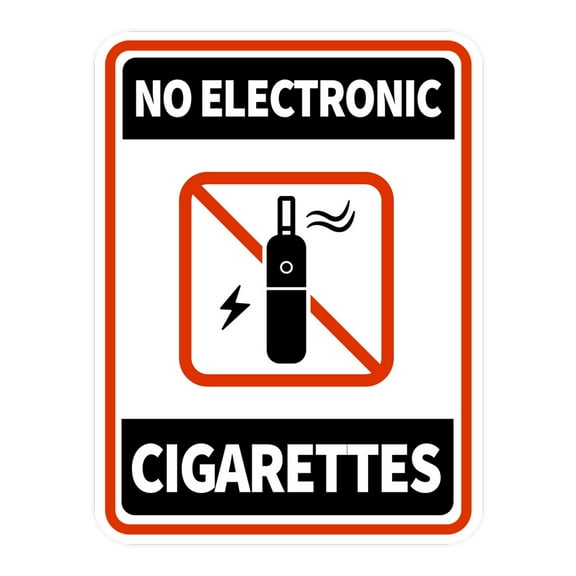 Portrait Round Plus No Electronic Cigarettes Wall or Door Sign | Warning Signage - Large