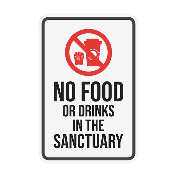 Portrait Round Plus No Food or Drinks In the Sanctuary Wall or Door Sign | Food & Drink Restrictions - Small