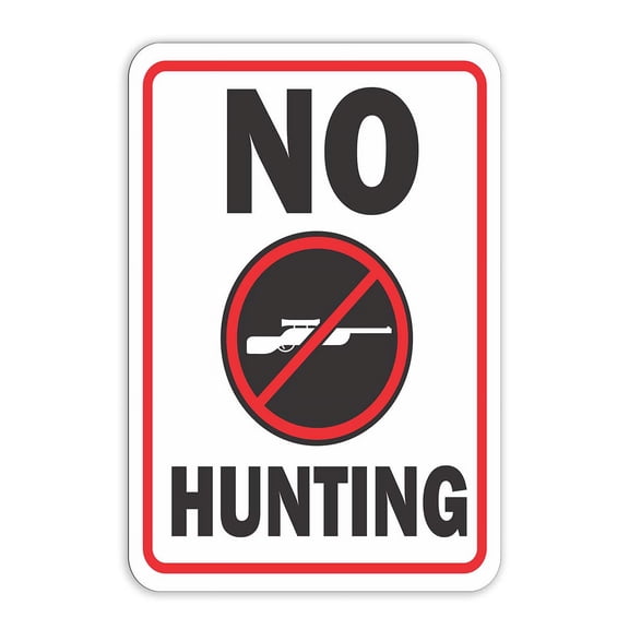 Portrait Round Plus No Hunting Wall or Door Sign | Public Signage - Large