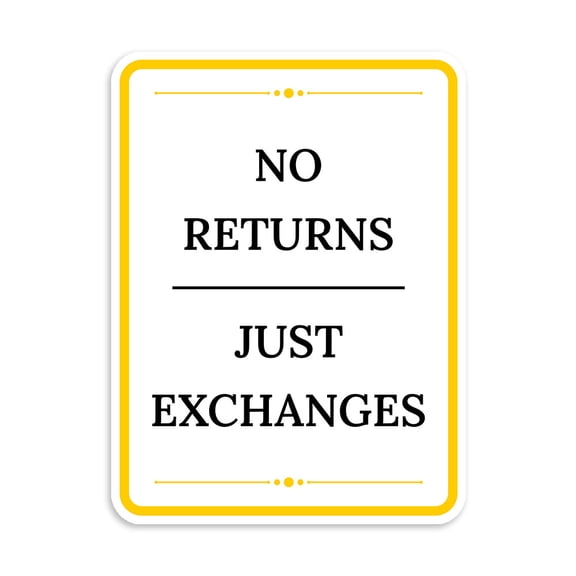 Portrait Round Plus No Returns Just Exchanges Wall or Door Sign | Public Shop/Cafe Decor - Large