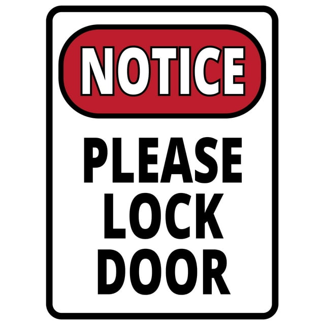 Portrait Round Plus Notice Please Lock Door Wall or Door Sign | Health ...