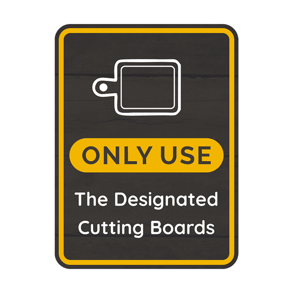 Portrait Round Plus Only Use the Designated Cutting Boards Wall or Door Sign | Office Rules Sign for Waiting Area & Group Sessions - Small