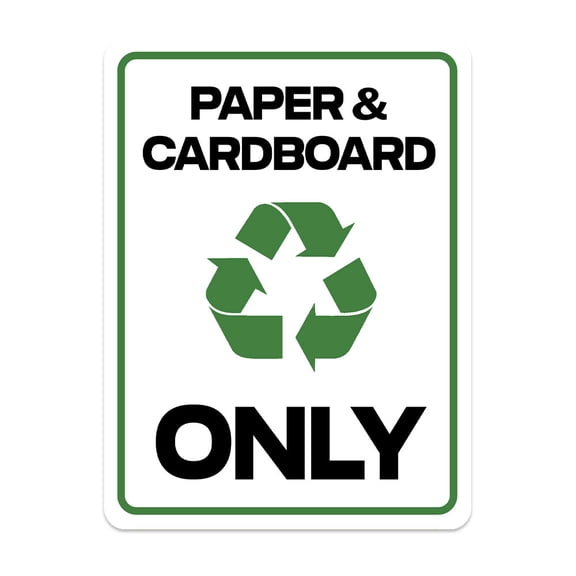Portrait Round Plus Paper & Cardboard Only Wall or Door Sign | Office Eco-Friendly Signage -Small
