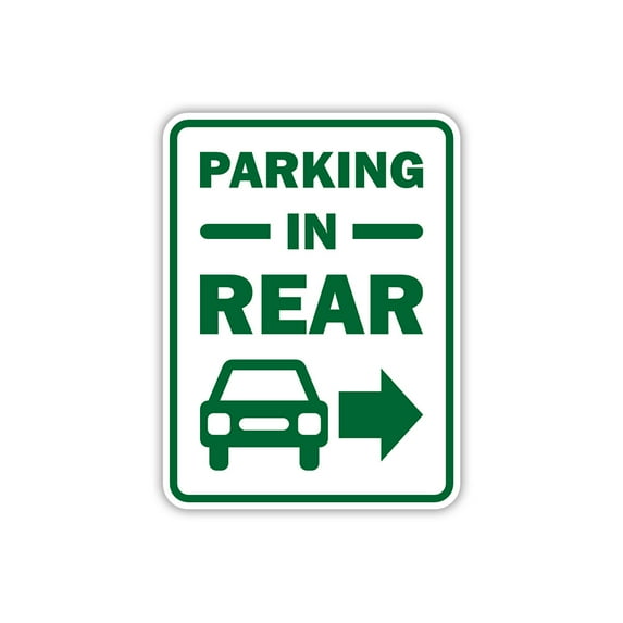 Portrait Round Plus Parking in Rear Wall or Door Sign | Indoor or Outdoor Parking Signage - Small