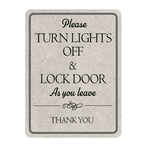 Portrait Round Plus Please Turn Lights Off & Lock Door As You Leave Thank You Wall or Door Sign | Public Notice Signs - Large