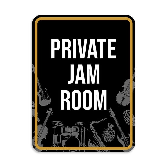 Portrait Round Plus Private Jam Room Wall or Door Sign | Music Decor - Small