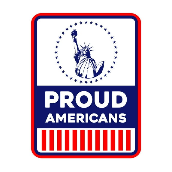 Portrait Round Plus Proud Americans Door or Wall Sign | Easy Installation | Patriotic Stars and Stripes USA Pride Sign -Small