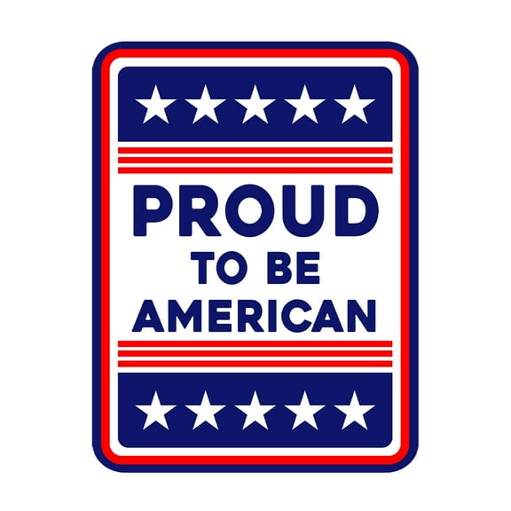 Portrait Round Plus Proud to Be American Door or Wall Sign | Easy Installation | Patriotic Stars and Stripes USA Pride Sign - Large