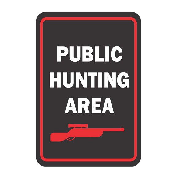Portrait Round Plus Public Hunting Area Wall or Door Sign | Public Signage - Medium