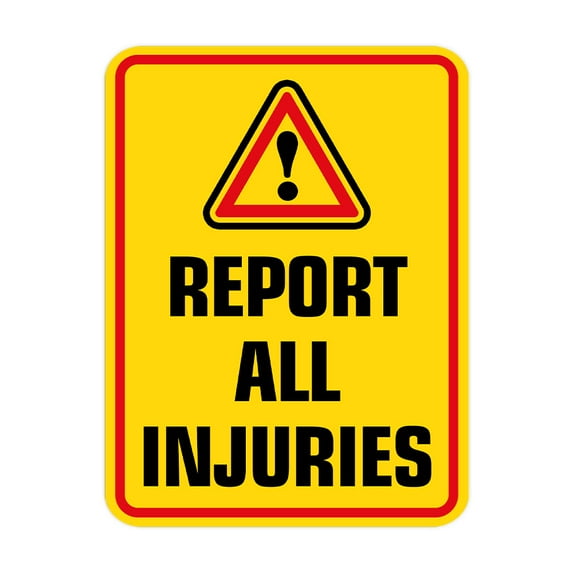 Portrait Round Plus Report All Injuries Wall or Door Sign | Health And Safety Signage - Large