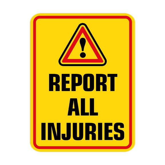 Portrait Round Plus Report All Injuries Wall or Door Sign | Health And Safety Signage - Large