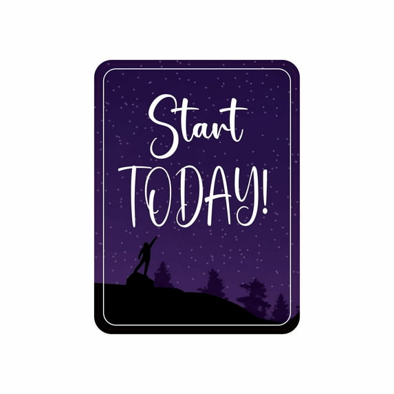 Portrait Round Plus Start Today Wall or Door Sign | Inspiration and Motivation Affirmation Quote - Medium