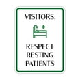 thumbnail image 1 of Portrait Round Plus Visitors: Respect Resting Patients Wall or Door Sign | Patient-Specific Rooms - Large, 1 of 9
