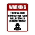 thumbnail image 1 of Portrait Round Plus Warning There's A High Chance Your Food Will Be Stolen From The Fridge Wall or Door Sign - Large, 1 of 6