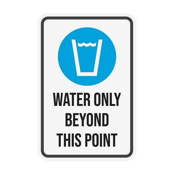 Portrait Round Plus Water Only Beyond This Pointy Wall or Door Sign | Food & Drink Restrictions - Small