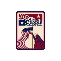 Portrait Round Plus We The People Wall or Door Sign | American Pride Decoration - Small