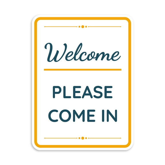 Portrait Round Plus Welcome Please Come In Wall or Door Sign | Public Shop/Cafe Decor - Small