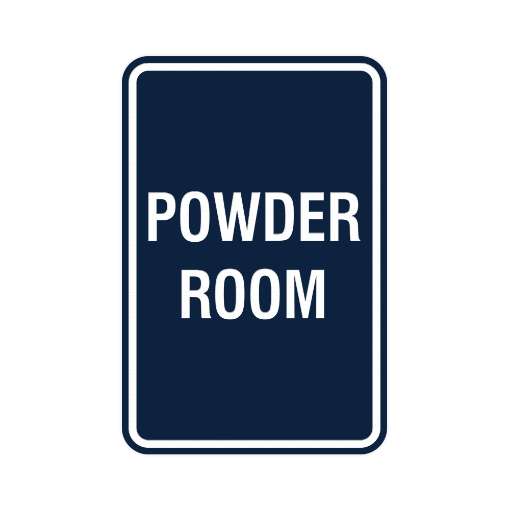 Powder Panel Signs Portrait Round Powder Room Sign (Navy Blue / White) - Large 6