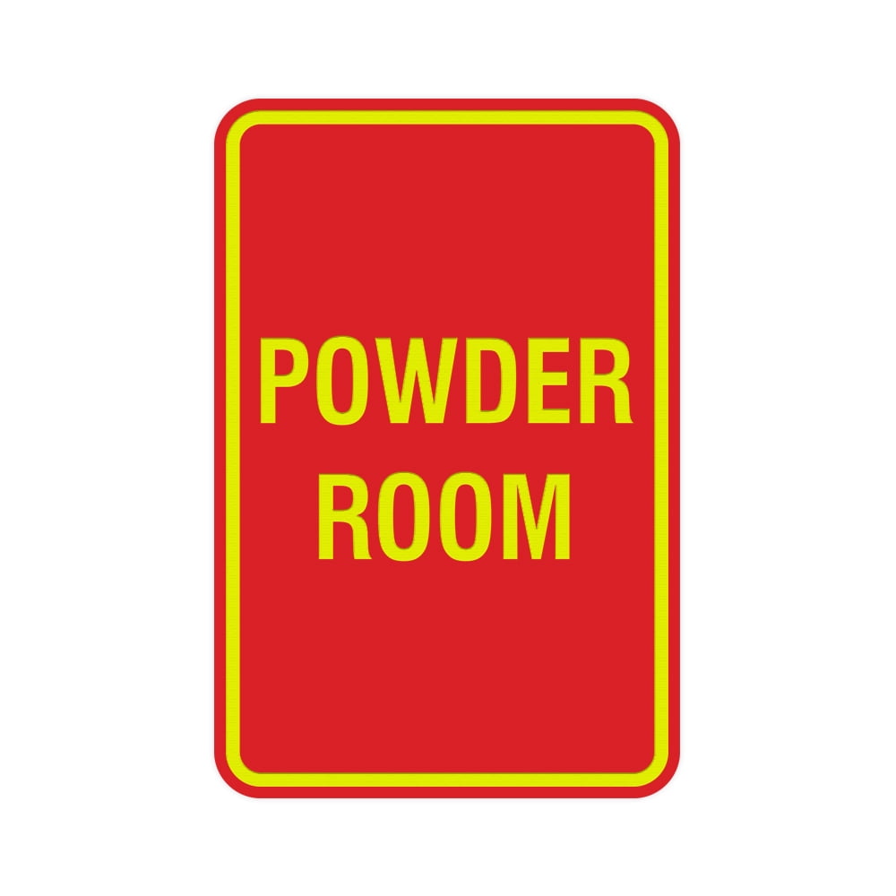 Powder Roon Signs Portrait Round Powder Room Sign (Red/Yellow) - Large 6