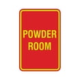 thumbnail image 1 of Portrait Round Powder Room Sign (Red/Yellow) - Large 6" x 8", 1 of 3