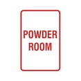 thumbnail image 1 of Portrait Round Powder Room Sign (White/Red) - Medium 5" x 7", 1 of 3