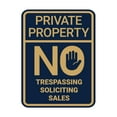 thumbnail image 1 of Portrait Round Private Property No Trespassing No Soliciting No Sales Sign (Navy Blue/Gold) - Large, 1 of 7