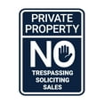 thumbnail image 1 of Portrait Round Private Property No Trespassing No Soliciting No Sales Sign (Navy Blue / White) - Large, 1 of 7