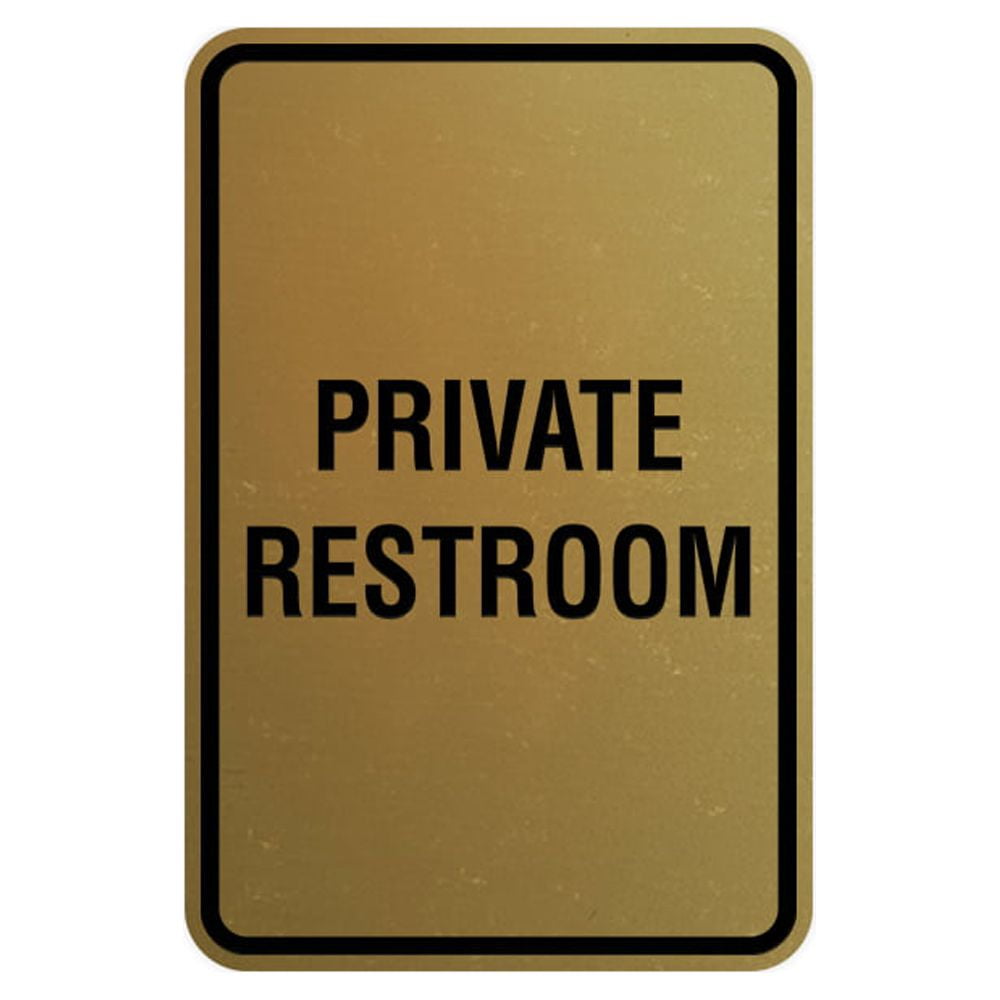 Portrait Round Private Restroom Sign (Brushed Gold) Small 4" x 6"