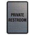thumbnail image 1 of Portrait Round Private Restroom Sign (Brushed Silver) - Small 4" x 6", 1 of 3