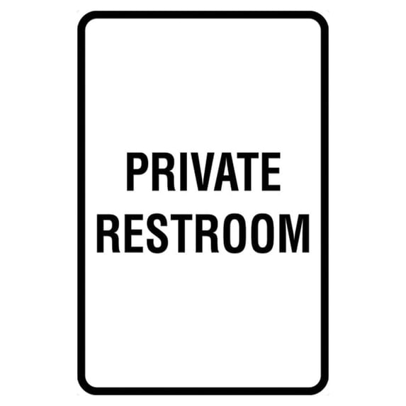 Portrait Round Private Restroom Sign (White) - Medium 5" x 7"