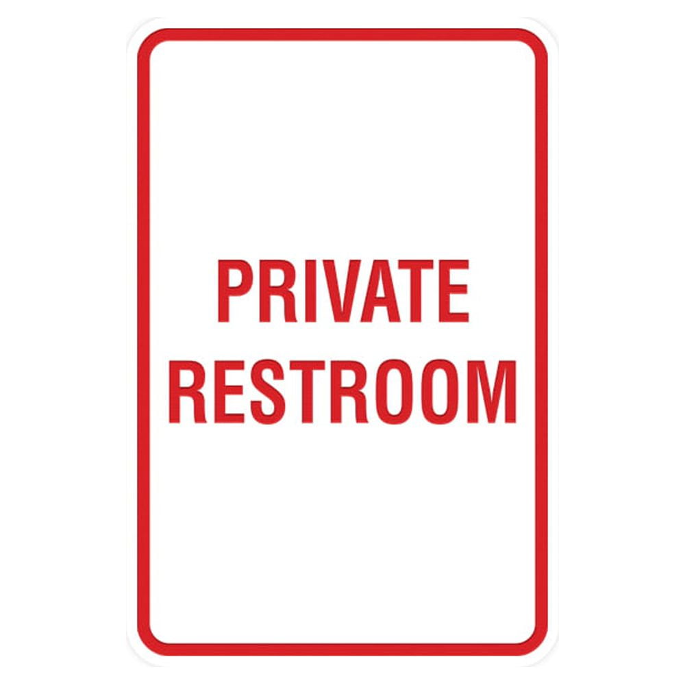 Portrait Round Private Restroom Sign (White/Red) Large 6" x 8
