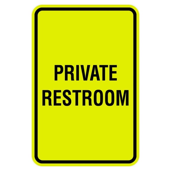 Portrait Round Private Restroom Sign (Yellow / Black) - Large 6" x 8"