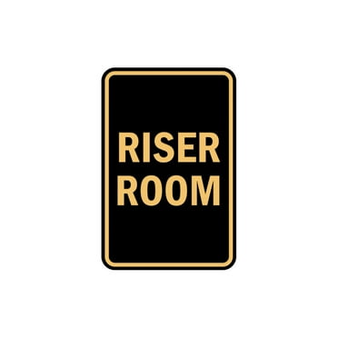 Portrait Round Riser Room Sign (Black /Gold) - Small 4" x 6"