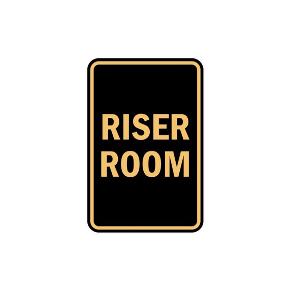 Portrait Round Riser Room Sign (Black /Gold) - Small 4" x 6"