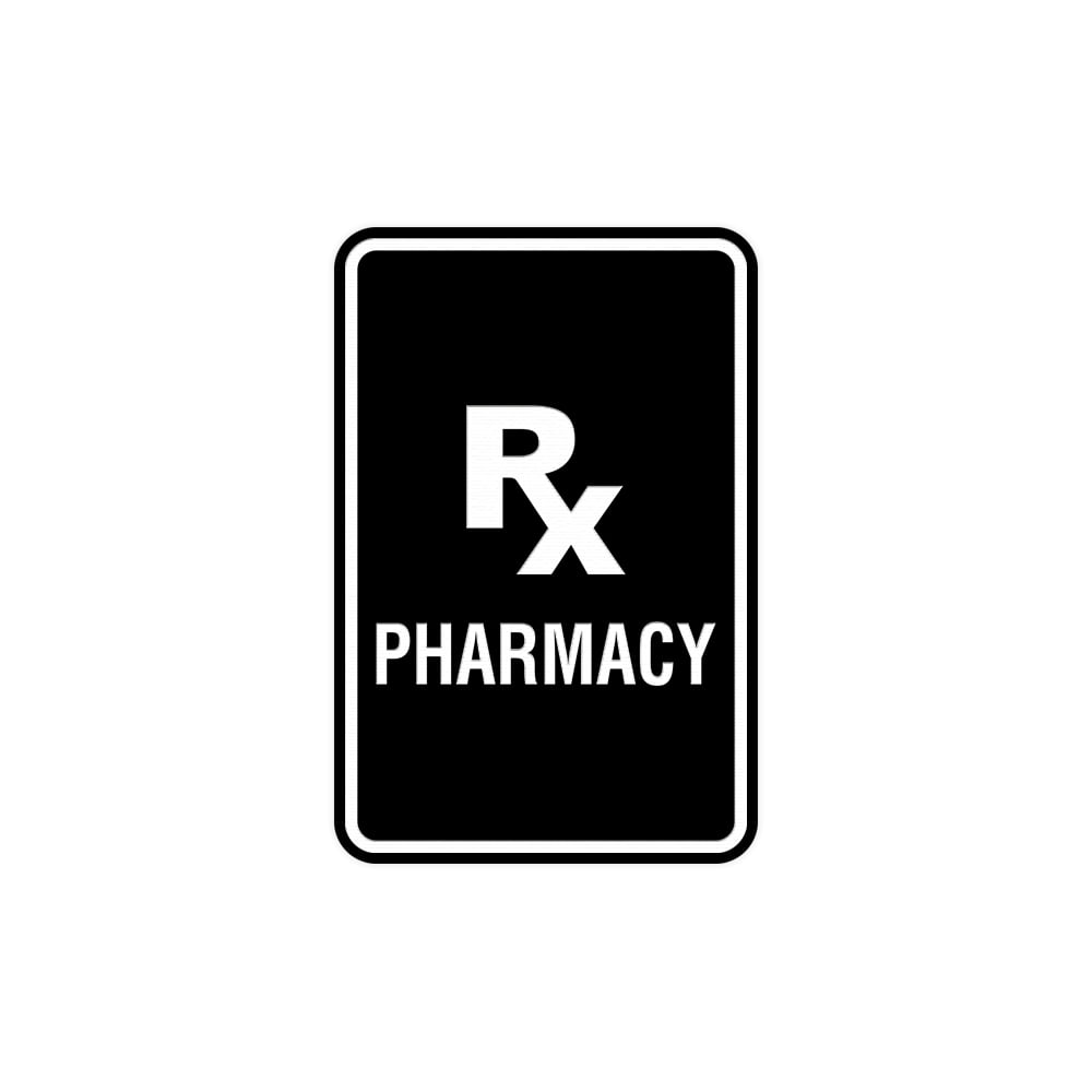 Portrait Round Rx Pharmacy Sign (Black) - Large 6