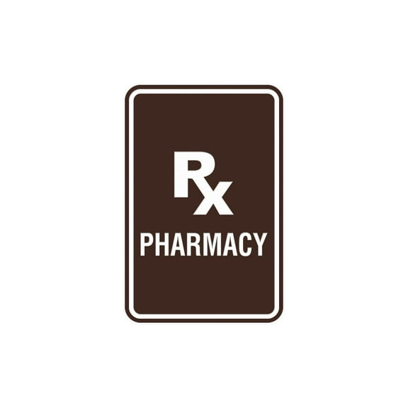 Portrait Round Rx Pharmacy Sign (Dark Brown) - Small 4" x 6"