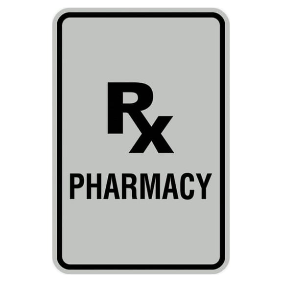 Portrait Round Rx Pharmacy Sign (Lt Gray) - Small 4" x 6"