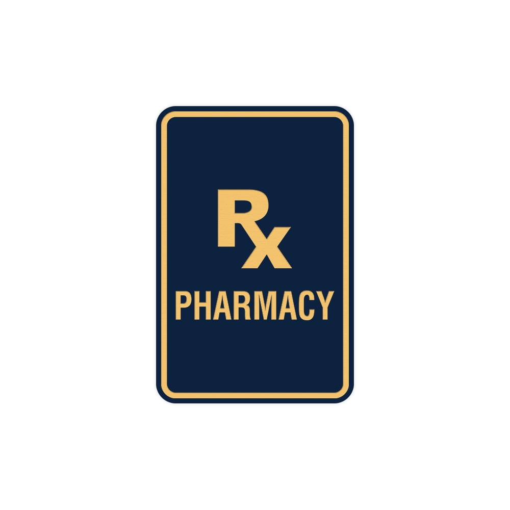 Yellow Rx Signa Portrait Round Rx Pharmacy Sign (Navy Blue/Gold) - Large 6